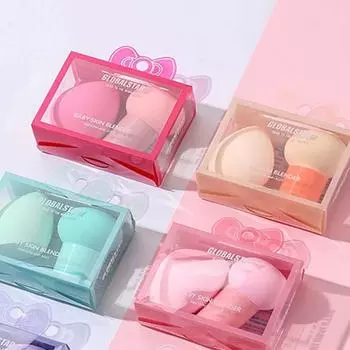 2 шт., нелатексная губка для макияжа, грибная пудра, жидкая основа, пуховка, сухая и влажная, многофункциональная коробка для хранения тампонов для косметических инструментов