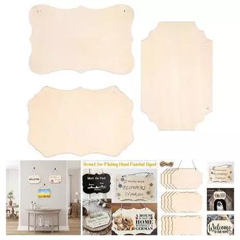 2 шт. необработанные заготовки для поделок из дерева прямоугольные деревянные украшения таблички деревянные знаки для подвешивания украшений своими руками