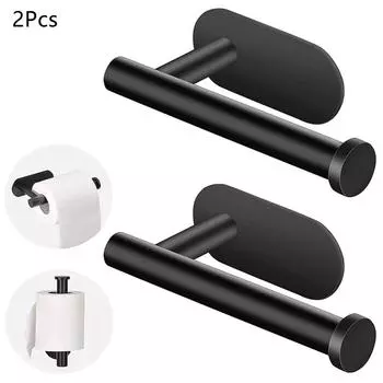 2 шт. непробивной настенный держатель для туалетной бумаги из нержавеющей стали, устойчивый к коррозии, держатели для рулонов туалетной бумаги для ванной и кухни 2Pcs чёрный