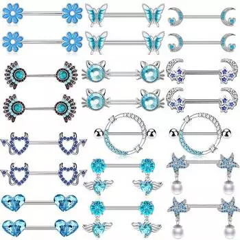 2 шт. Нержавеющая сталь цветок капля масло прямой гвоздь котенок циркон пирсинг сосков кольцо ювелирные изделия