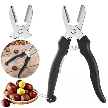 2 шт. Нержавеющая сталь Инструмент для колки каштанов Ножницы для каштанов Резак для каштанов Очиститель для каштанов Кухонный инструмент коричневый