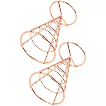 2 шт. Нержавеющая сталь Конус держатель для закусок Картофель фри Картофель фри Конусные чашки Корзина для показа Контейнер для ресторана Домой розового золота