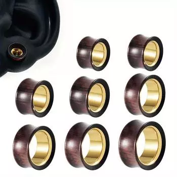 2 шт. Нержавеющая сталь сандалового дерева/золота полые уши ушная раковина двухцветные двусторонние серьги полые серьги для пирсинга ушей ювелирные изделия пирсинг 8mm