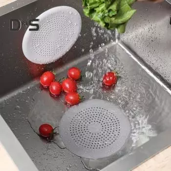 2 шт. Нескользящий фильтр для раковины, высокая эластичность, практичная ручка, ловушка для волос серый