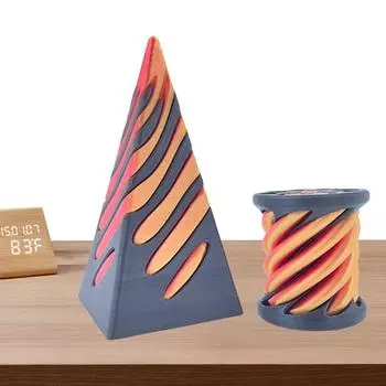2 шт. Невозможная Пирамида Проходная Скульптура 3D Печатная Спиральная Конусная Игрушка Проходная Пирамида Игрушка Фиджет для Детей и Взрослых Cone and spiral cone