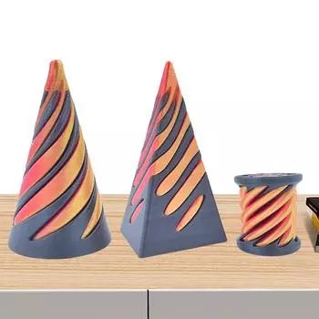 2 шт. Невозможная Пирамида Проходная Скульптура 3D Печатная Спиральная Конусная Игрушка Проходная Пирамида Игрушка Фиджет для Детей Взрослых Cone and spiral cone