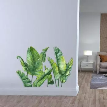 2 шт. Невыцветающая наклейка на окно, изысканный прочный клей для прихожей с зелеными листьями, настенный клей