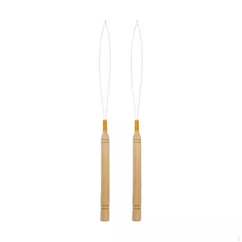 2 шт., нитевдеватели для наращивания волос, многофункциональная игла, петля с деревянной ручкой для
