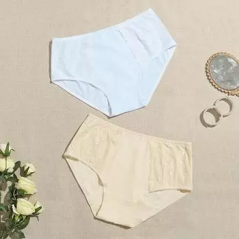 2 шт., нижнее белье больших размеров, кружевные хлопковые трусики, женские трусы 1XL 2XL 2XL разноцветный