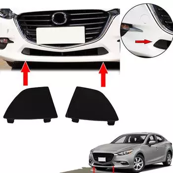 2 шт. нижняя решетка переднего бампера, фаркоп, пара колпачков для Mazda 3 2016-2018 чёрный