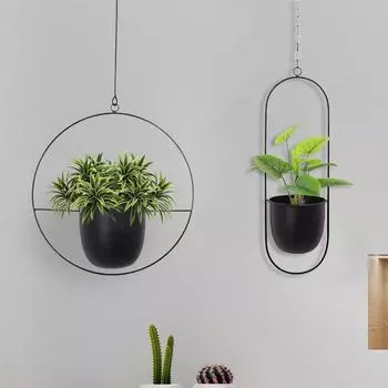 2 шт. Новая металлическая геометрическая подвесная цепь для цветочной корзины, подвесной горшок для растений, садовый горшок, держатель для вазы для цветов, украшение для дома и балкона абрикосовый