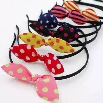 2 шт. Новая модная повязка на голову из шифона с бантом и узором в горошек с кроличьими ушками разноцветный