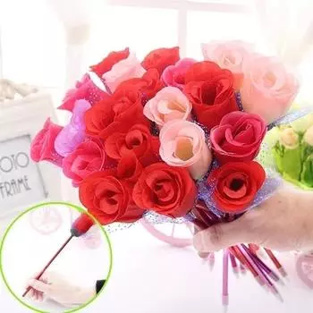 2 шт. новая шариковая ручка с искусственными розами, шариковая ручка с розами на день святого валентина