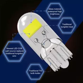 2 шт. новейшая светодиодная лампа T10 W5W Sapphire COB Drive-Free светодиодная клиновидная лампа купольная лампа для чтения супер яркая автомобильная лампа 12 В 6000 К синий