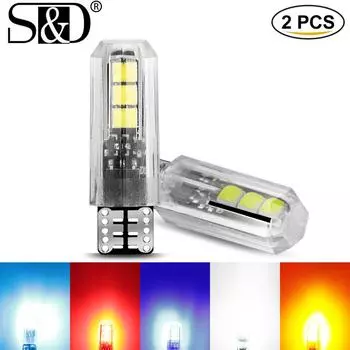 2 шт. новейшая светодиодная лампа T10 W5W для автомобиля 6SMD 3030 194 192 168 2825 WY5W светодиодная лампа для автомобильного номерного знака купольная лампа DRL DC 12 В 6000 К белая синий