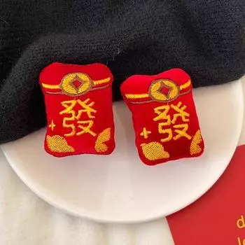 2 шт. Новогодний красный конверт на удачу, заколка для волос, красная трехмерная праздничная заколка для волос, заколка-краб, ювелирное украшение для новогоднего поклонения