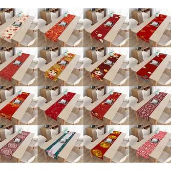 2 шт. новогодняя скатерть-флаг для стола, скатерть для телевизора, льняная скатерть для журнального столика, праздничный подарок, декоративная скатерть 33*150CM
