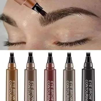 2 шт., новые 4 головки, водостойкий карандаш для бровей, косметическая натуральная стойкая подводка для глаз, татуировка бровей, серый, коричневый, макияж, 5 цветов на выбор 1#