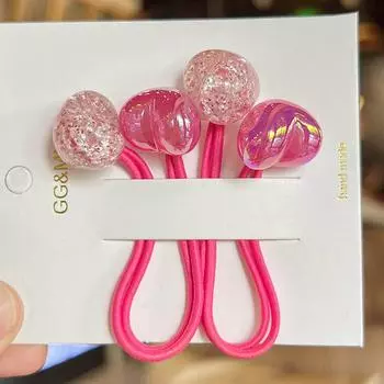 2 шт. Новые красочные эластичные резинки для волос в форме сердца для девочек, милые, детские аксессуары для волос принцессы, детские резинки для волос, детские головные уборы