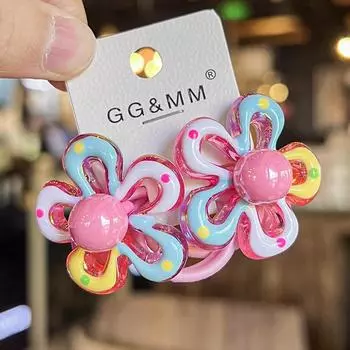 2 шт. новые милые цветные цветные цветы принцесса головной убор детские эластичные резинки для волос детские веревки для волос аксессуары для волос для девочек