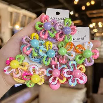 2 шт. новые милые цветные цветные цветы принцесса головной убор детские эластичные резинки для волос детские веревки для волос аксессуары для волос для девочек розовый