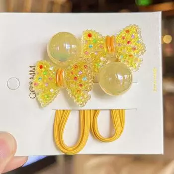 2 шт. новые милые цветные резинки для волос с бантом из сахарной резинки для девочек, детские аксессуары для волос принцессы, детские резинки для волос, детские головные уборы