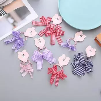 2 шт. новые милые детские эластичные ленты с бантом в клетку для девочек, детские резинки для волос, аксессуары для волос принцессы, детские головные уборы розовый
