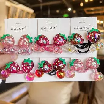 2 шт. новые милые головные уборы принцессы клубники детские эластичные резинки для волос детские веревки для волос аксессуары для волос для девочек розовый