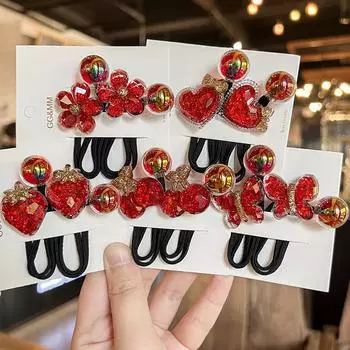 2 шт. новые милые красные бабочки для девочек эластичные резинки для волос аксессуары для волос детские резинки для волос детские головные уборы