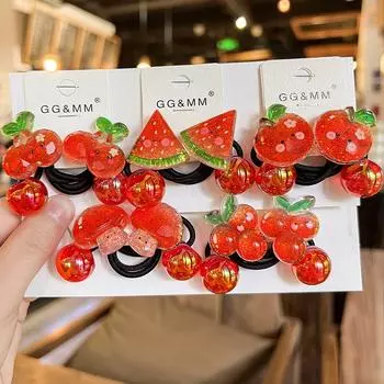 2 шт. новые милые красные блестящие эластичные резинки для волос для девочек аксессуары для волос детские резинки для волос детские головные уборы