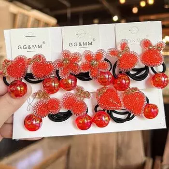 2 шт. новые милые красные цветочные резинки для волос для девочек аксессуары для волос детские резинки для волос детские головные уборы