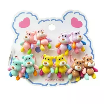 2 шт., новые милые красные резинки для волос с изображением медведя из мультфильма «Кремовый медведь», детские резинки для волос, аксессуары для волос принцессы, детские резинки для волос, головные уборы для малышей розовый