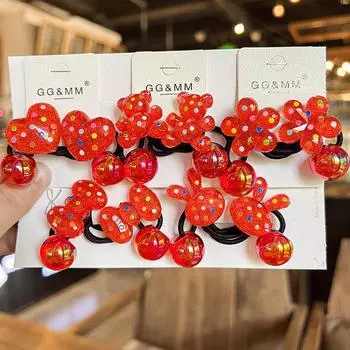 2 шт. новые милые красные волнистые медвежонки для девочек эластичные резинки для волос аксессуары для волос детские резинки для волос головные уборы для малышей