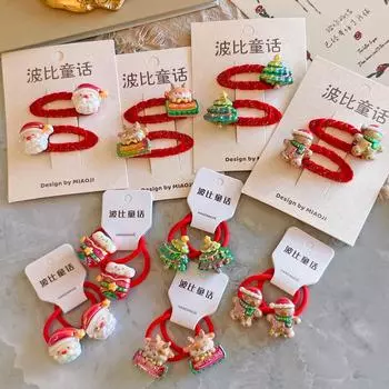 2 шт. новые милые мультяшные гальванические рождественские эластичные резинки для волос для девочек, аксессуары для волос, детские резинки для волос, детские головные уборы