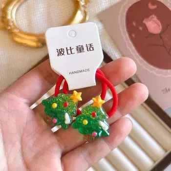 2 шт. новые милые мультяшные резинки для волос с Санта-Клаусом для девочек, аксессуары для волос, детские резинки для волос, детские головные уборы