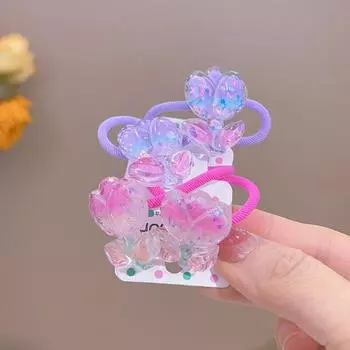 2 шт. новые милые постепенные цветы тюльпана для девочек детские эластичные резинки для волос принцесса аксессуары для волос детские головные уборы розовый