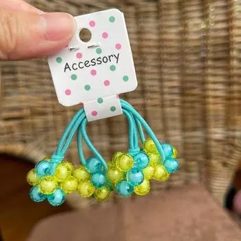 2 шт. новые милые резинки для волос ручной работы с цветными шариками для девочек, аксессуары для волос, детские резинки для волос, головные уборы для малышей