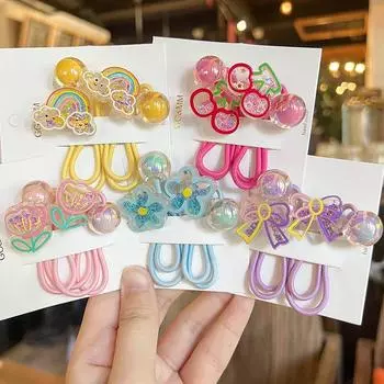 2 шт. новые милые сломанные бриллиантовые цветные банты принцессы головные уборы детские эластичные резинки для волос детские веревки для волос аксессуары для волос для девочек розовый