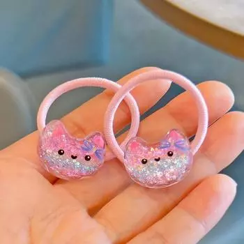 2 шт. Новые милые сверкающие градиентные резинки для волос с котиками, аксессуары для волос, детские резинки для волос, детские головные уборы