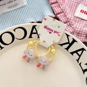 2 шт. Новые милые сверкающие радужные резинки для волос для девочек, эластичные, аксессуары для волос, детские резинки для волос, детский головной убор