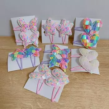 2 шт. новые милые заколки для волос принцессы с бабочкой и пентаграммой для девочек, детские головные уборы, заколки для волос, заколки, аксессуары для волос