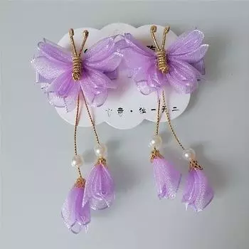 2 шт. Новые модные заколки для волос в виде жемчужных лепестков и бабочек для девочек, милые заколки, аксессуары для волос, заколки-автоматы, детский головной убор