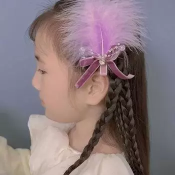 2 шт. Новые модные заколки для волос с перьями и бантами, милые заколки для волос для девочек, аксессуары для волос, заколки розовый