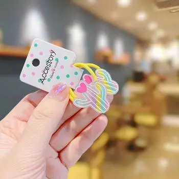 2 шт. Новые мультяшные милые детские эластичные резинки для волос, детские резинки для волос, аксессуары для волос для девочек, детский головной убор