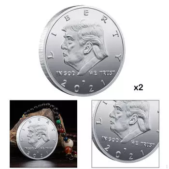 2 шт., новые посеребренные коллекционные монеты Дональда Трампа