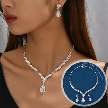 2 шт. Новые поступления ожерелье и серьги из сплава гальванизированный свадебный комплект украшений для женщин многоцветный