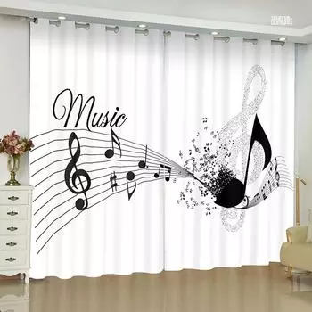 2 шт. Новые современные легкие роскошные ноты пианино клавиши занавески прозрачные занавески для музыкальной студии танцевальной студии гостиной спальни окна (W50cmxH130cm)x2&Rod Pocket