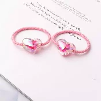 2 шт. Новый цвет Тип сердца Милые головные уборы принцессы Детские эластичные резинки для волос Детские веревки Аксессуары для девочек Детский головной убор