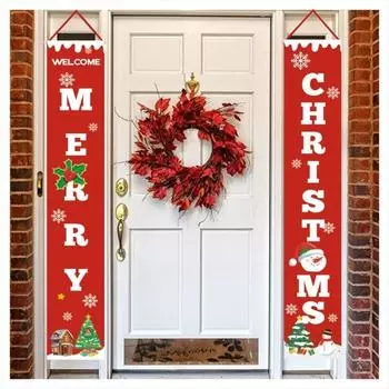 2 шт. Новый Рождественский баннер занавес Рождественский занавес Фестивальное украшение Рождественское украшение Style 1