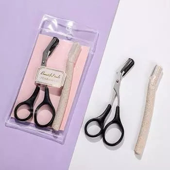 2 шт., ножницы для бровей с расческой для бровей, заостренные маленькие ножницы, инструменты для стрижки бровей, инструменты для макияжа розовый